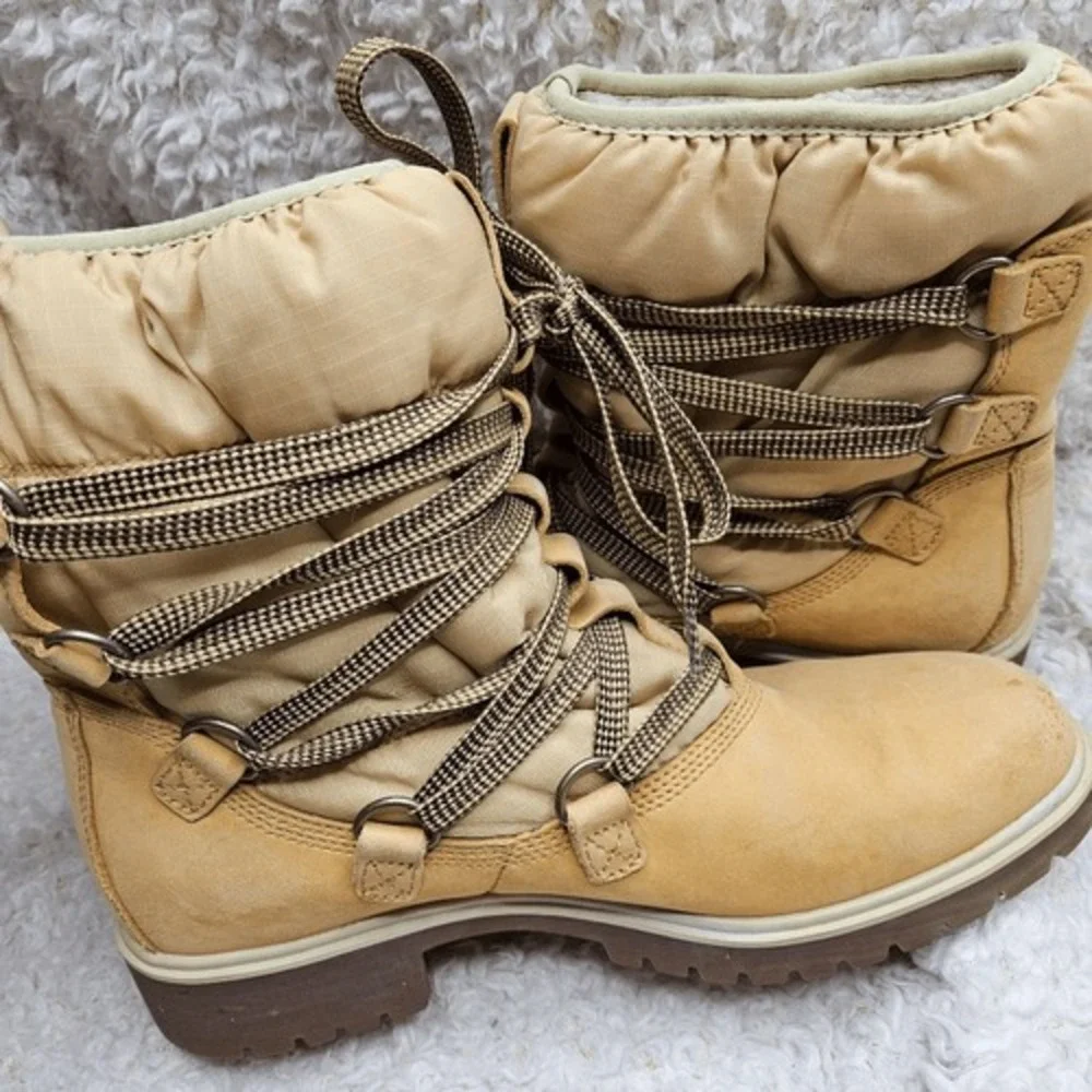 Timberland Winter Tim's in Wheat Leather Sherpa lined‎ Laceup boots sz 9